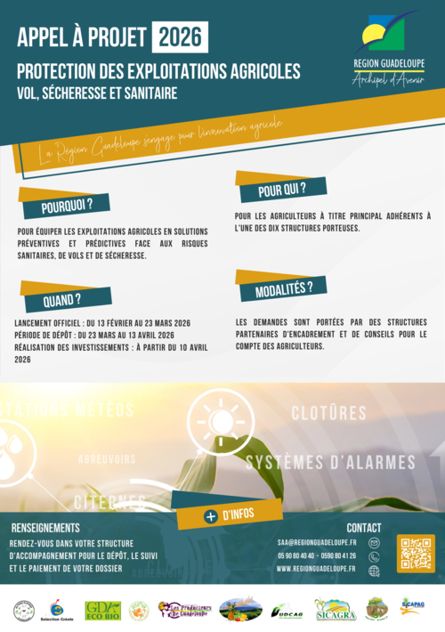 Région Guadeloupe-Appel A Projet : Protection des Exploitations 2026