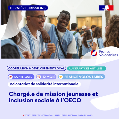 Volontariat de Solidarité Internationale (VSI) : Chargé(e) de mission jeunesse et inclusion sociale à l’Organisation des États de la Caraïbe orientale à Sainte-Lucie